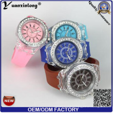 Yxl-697 Moda Relógios Homens Mulheres Relógio Popular LED Light Silicone Strap Round Dial Amante Quartz LED Watch
